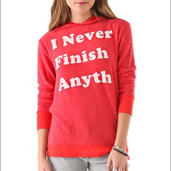 Wildfox Tops - ⚡️WILDFOX RED I NEVER FINISH ANYTHING HOODIE